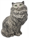 Moe Howard Hand-Painted Ceramic Cat, With Photo of the Cat, & 4 Other Photos of Him in Ceramics, His Favorite Hobby -- 13'' x 11'' Cat Has Moe's Stamp on Bottom -- Small Chip to Side, Else Near Fine